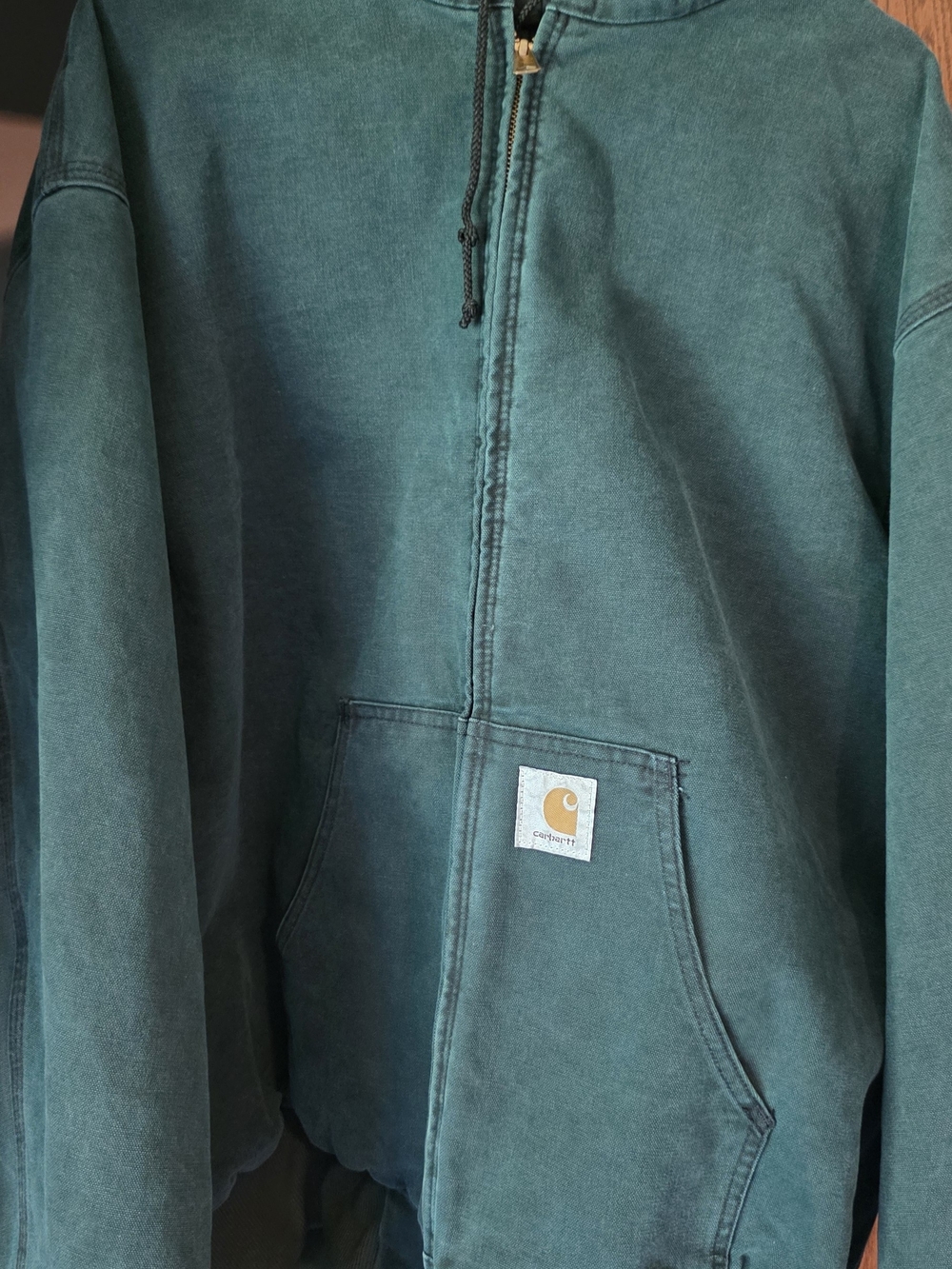 Carhartt Teal Green Full-Zip Hooded Work Jacket - Picture 3 of 6